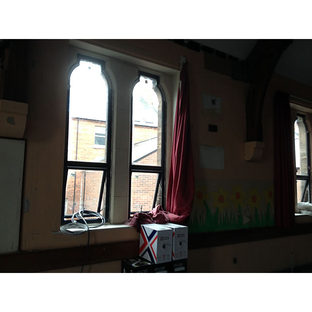 Refurbished windows in the Alexander Hall